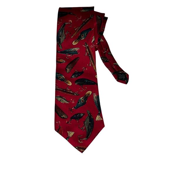 Vibrant Fishing Lure Mens Silk Tie Windsor - Picture 1 of 3